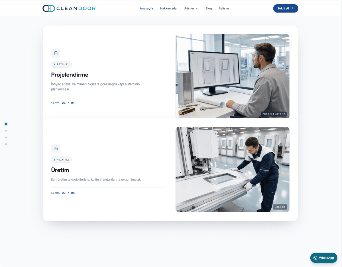 Cleandoor projelendirme ve üretim süreci