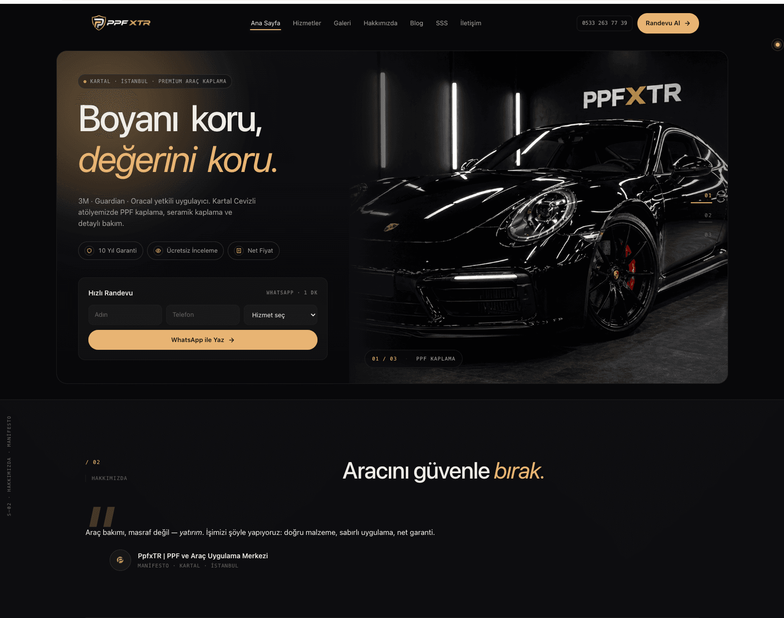 PpfxTR ana sayfa ve hızlı randevu formu
