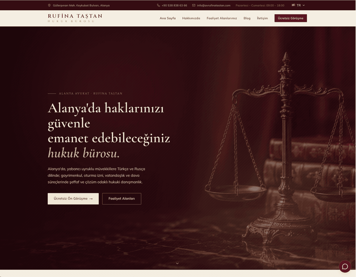 Rufina Taştan Hukuk Bürosu project screen 1