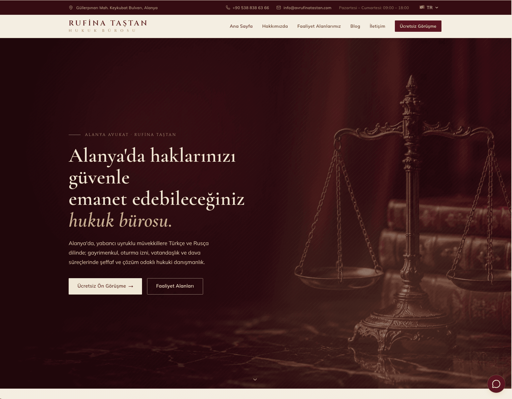 Rufina Taştan Hukuk Bürosu project screen 1