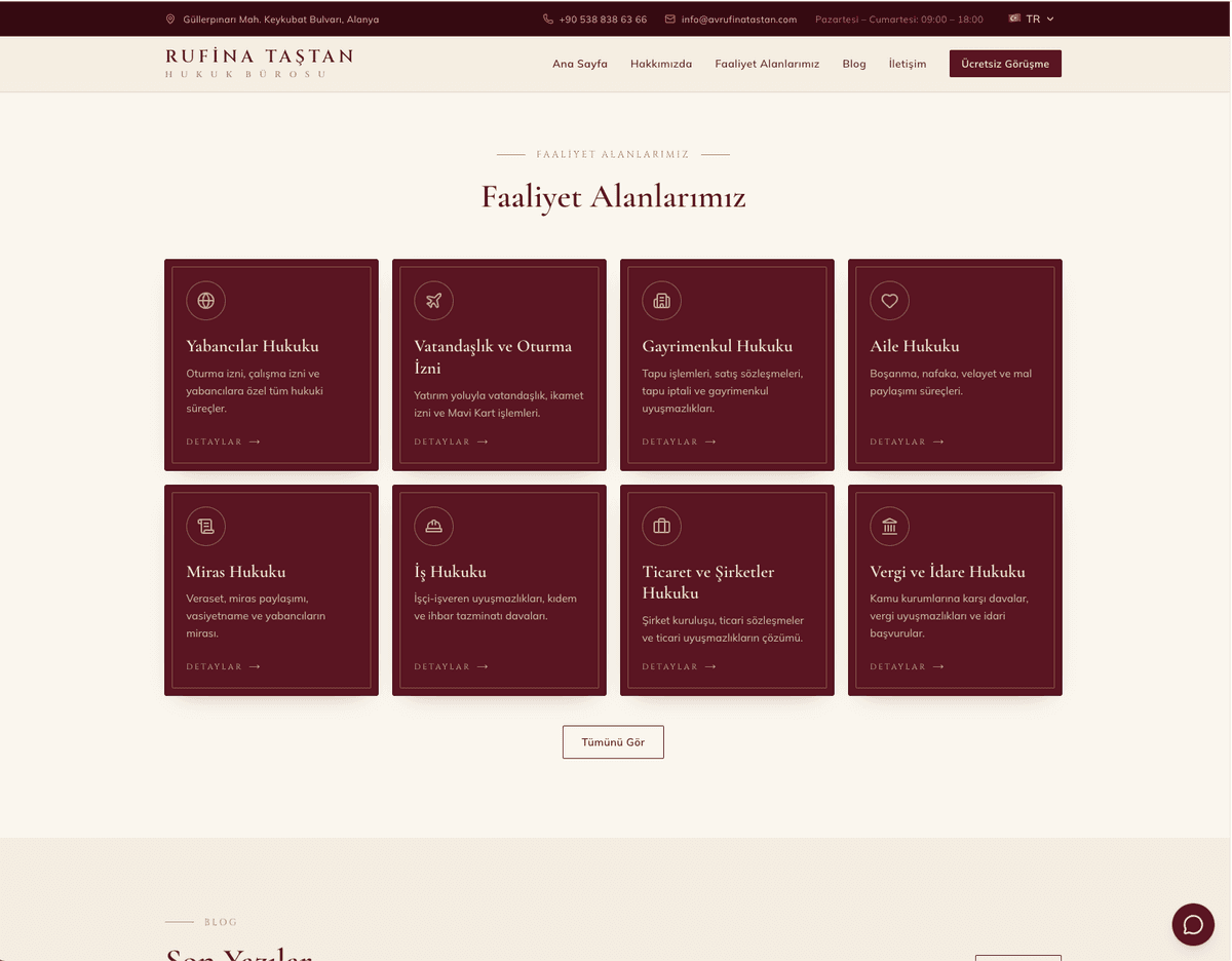 Rufina Taştan Hukuk Bürosu project screen 2