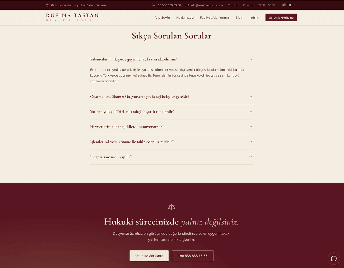 Rufina Taştan Hukuk Bürosu project screen 3