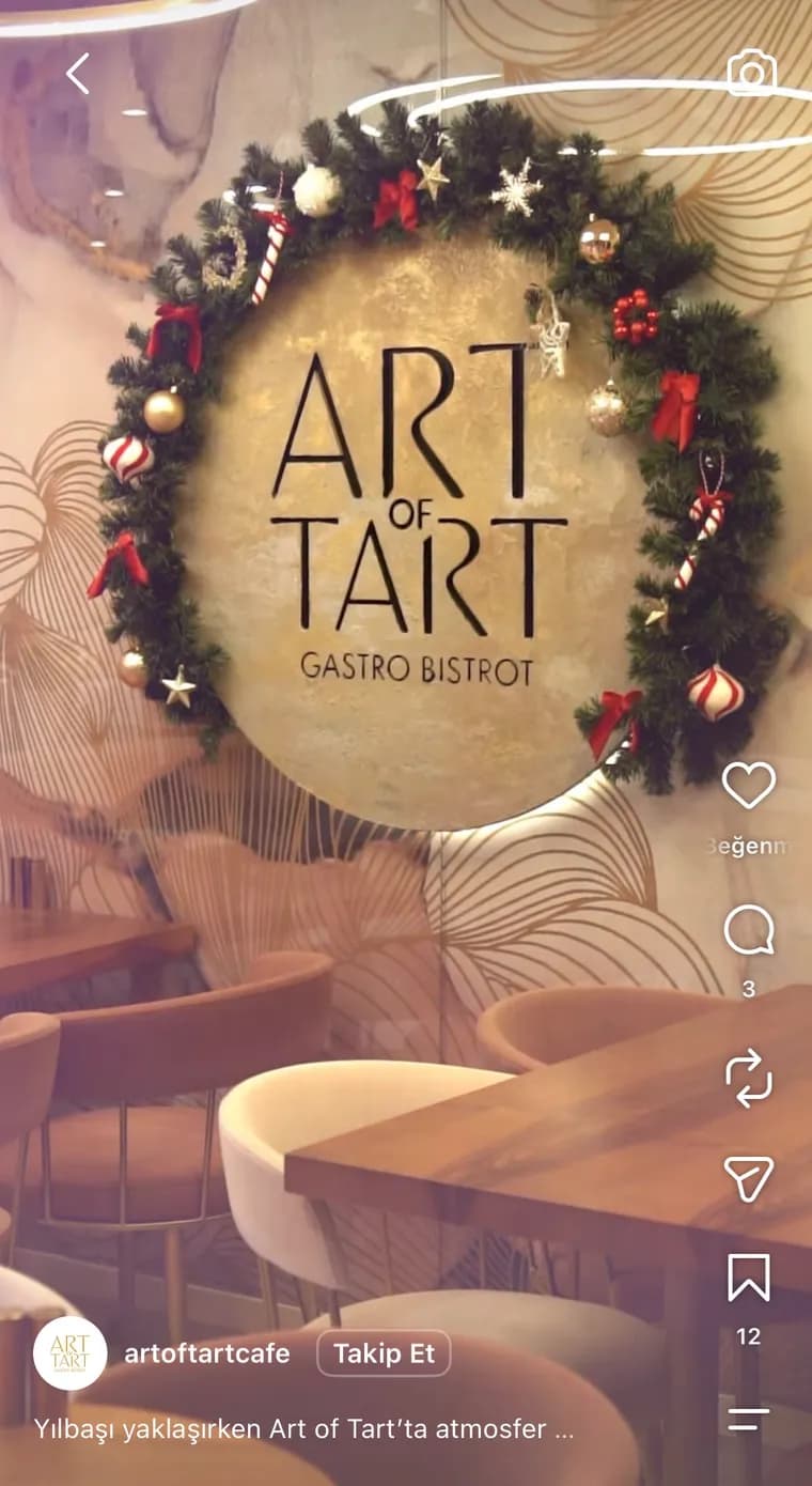 Art of Tart Gastro Bistrot New Year decoration, Instagram Reels