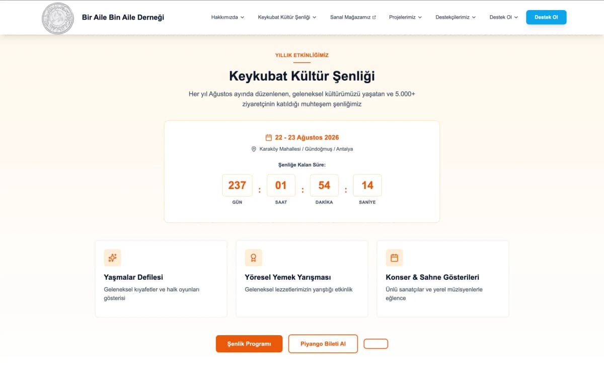 Ассоциация «Bir Aile Bin Aile» — экран проекта 3