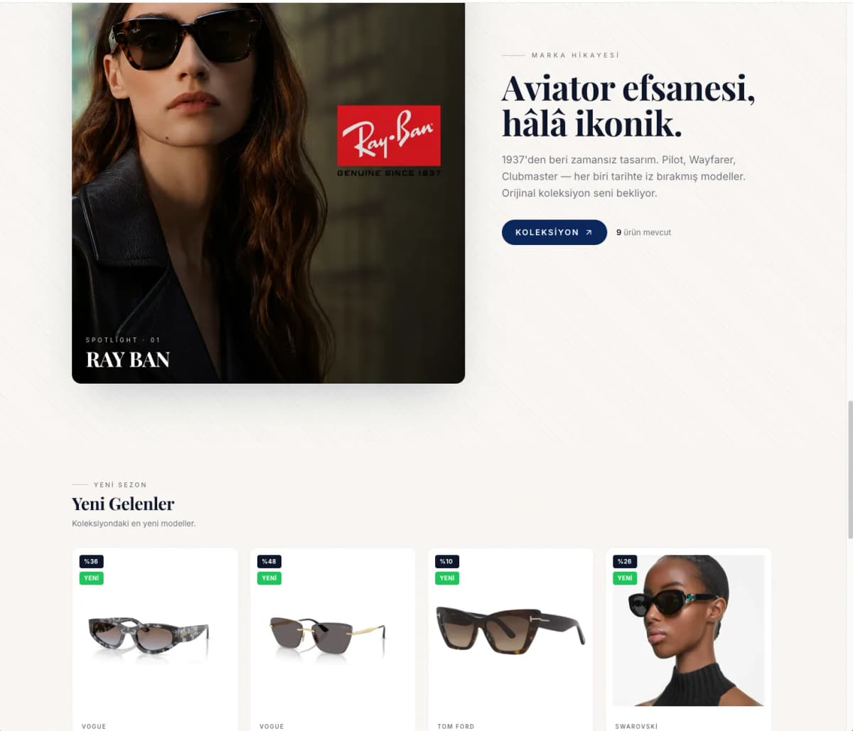 Parlayüksel Optik — экран проекта 3
