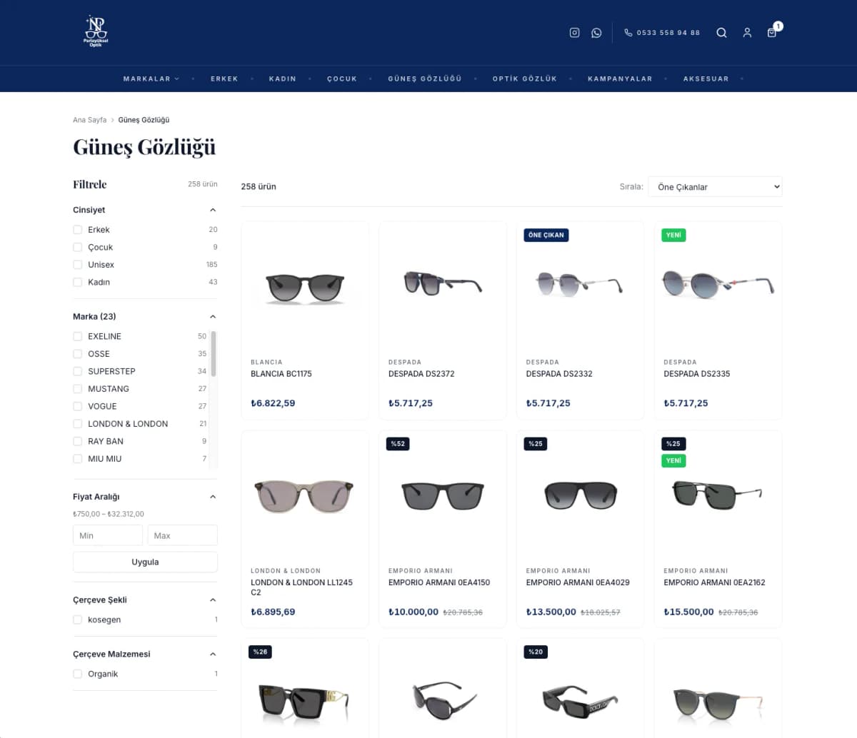 Parlayüksel Optik — экран проекта 4