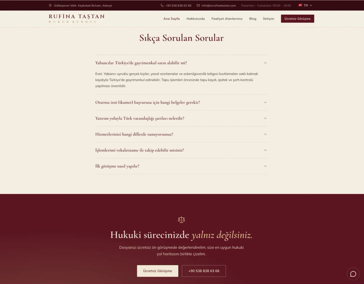 Rufina Taştan Hukuk Bürosu — экран проекта 3