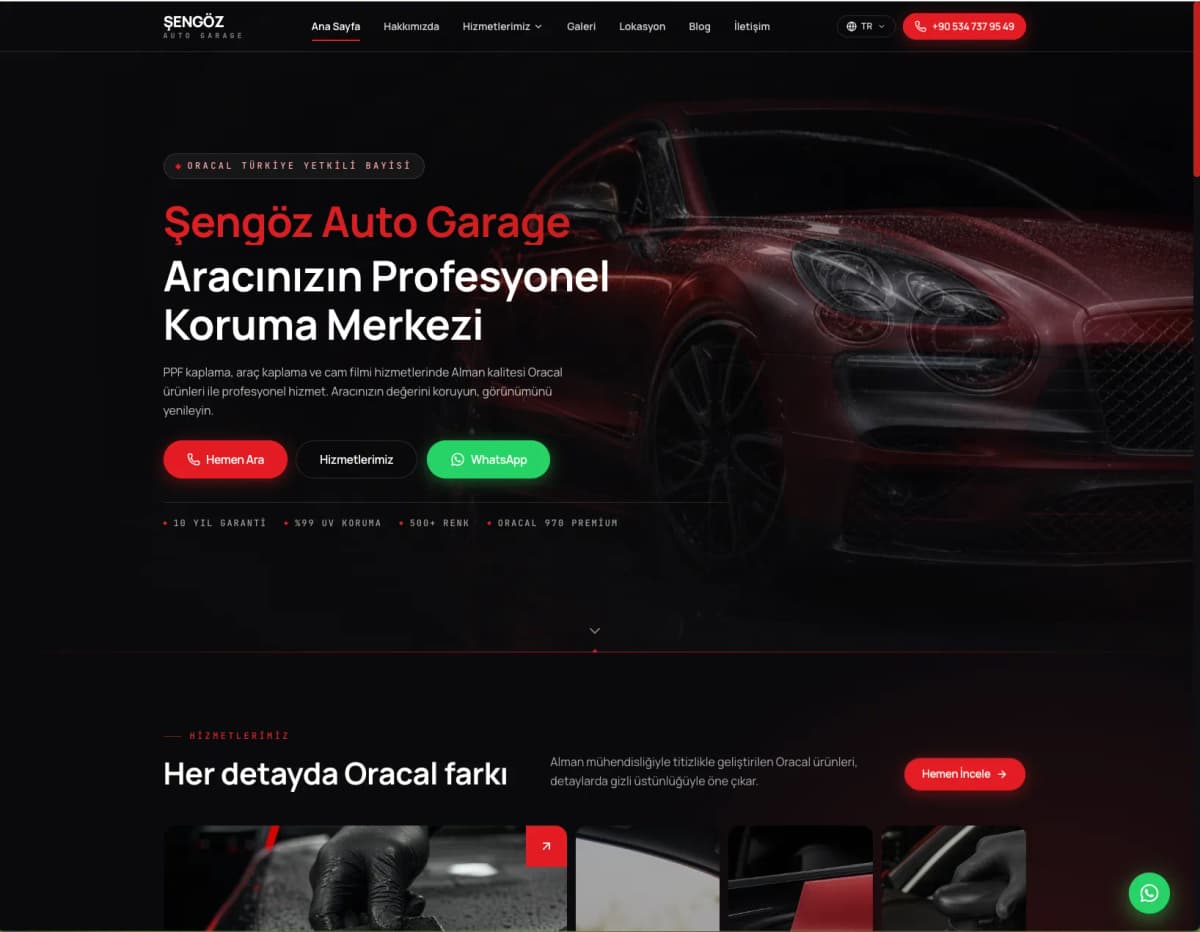 Şengöz Auto Garage — экран проекта 1
