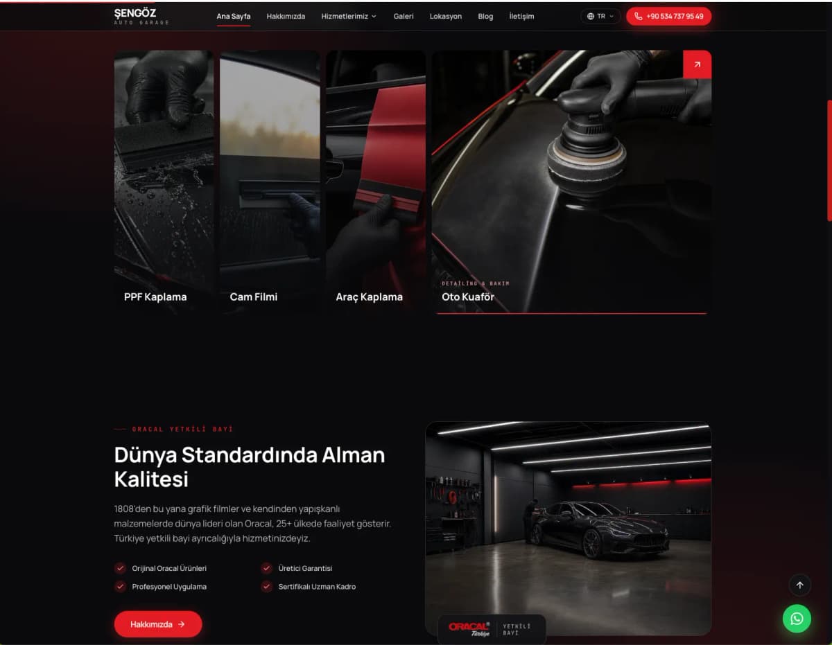 Şengöz Auto Garage — экран проекта 2