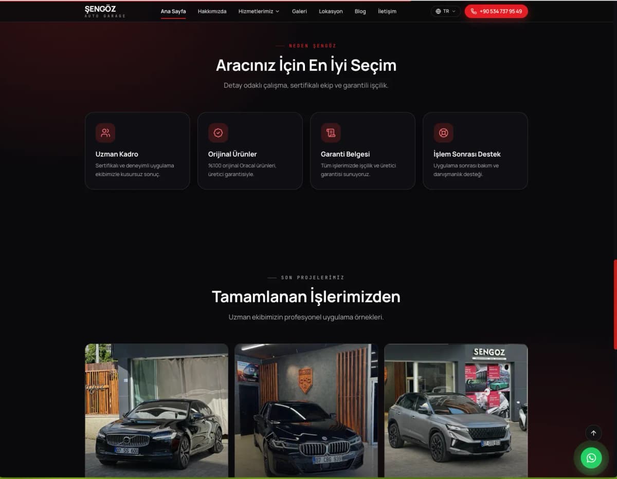 Şengöz Auto Garage — экран проекта 4