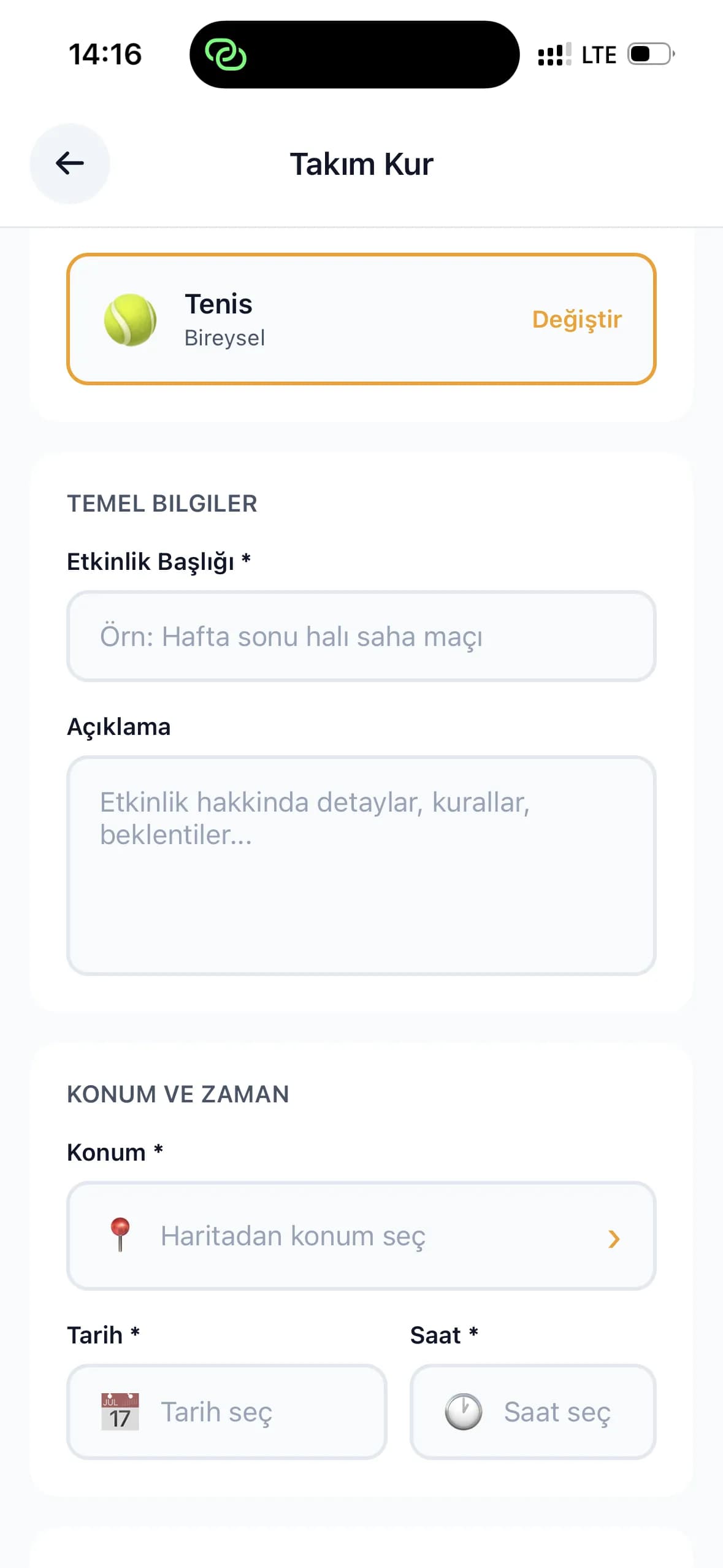 Sporla mobil uygulama sohbet veya iletişim ekranı