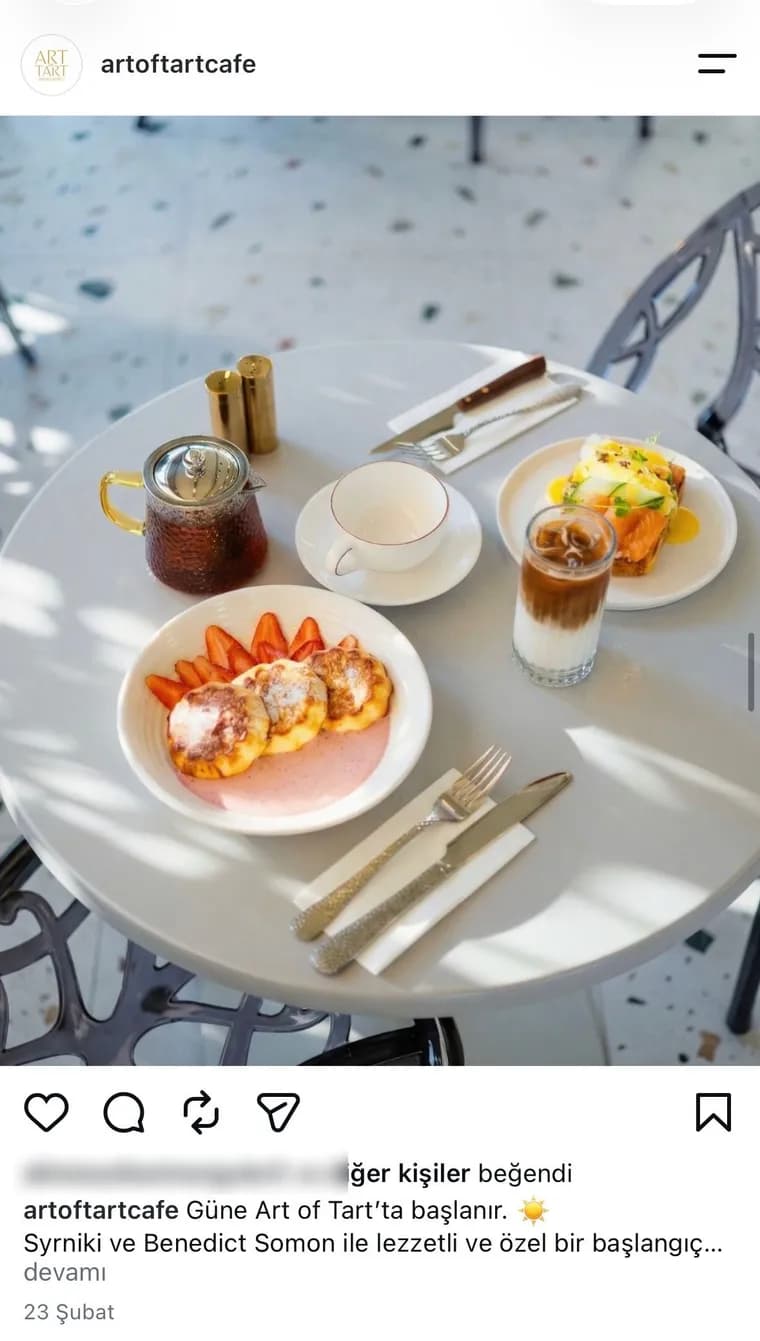 Breakfast post on the Art of Tart Instagram account